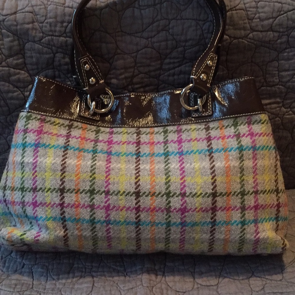Coach Penelope Tattersall Wool Plaid Satchel - Picture 2 of 6